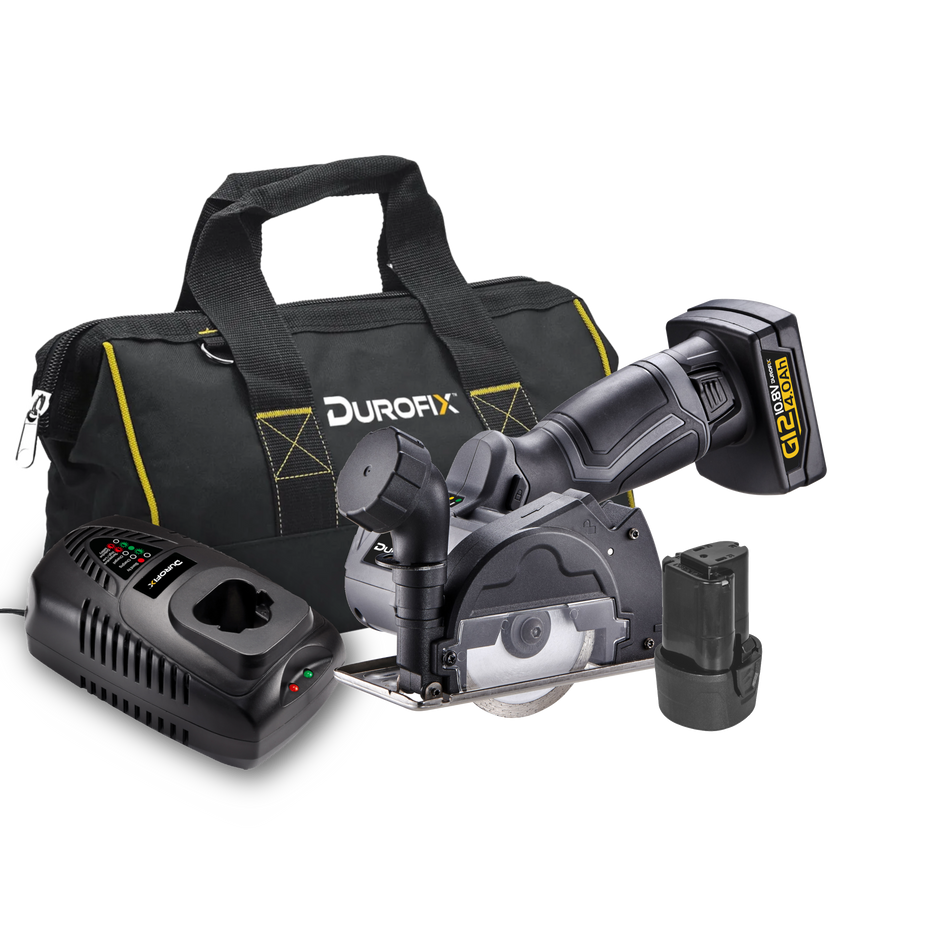 Durofix RC1222 G12 Mini Circular Saw Cut-Off Tool Kit with 4Ah Battery, Charger, Accessories and Bag
