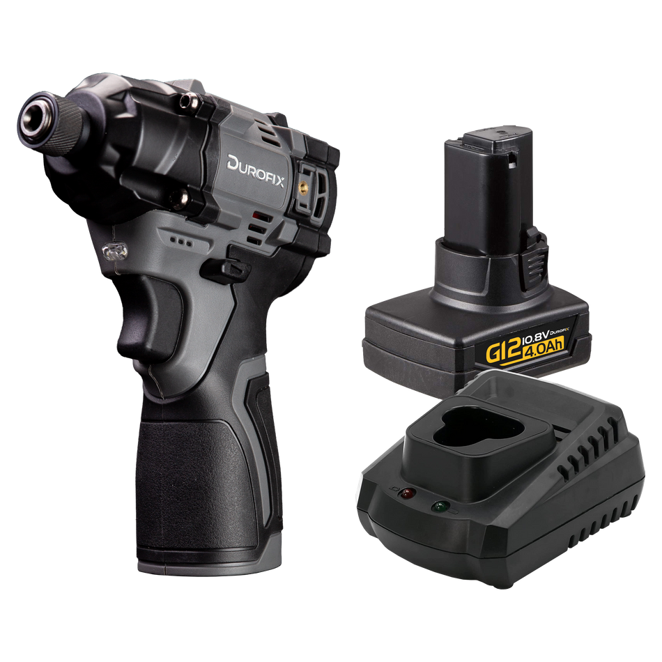 Durofix G12 Sub Compact Impact Driver 1/4" Hex Tool Kit with 4.0Ah Battery and Charger, 170Nm Max Torque, 3600RPM, RI12185-PM
